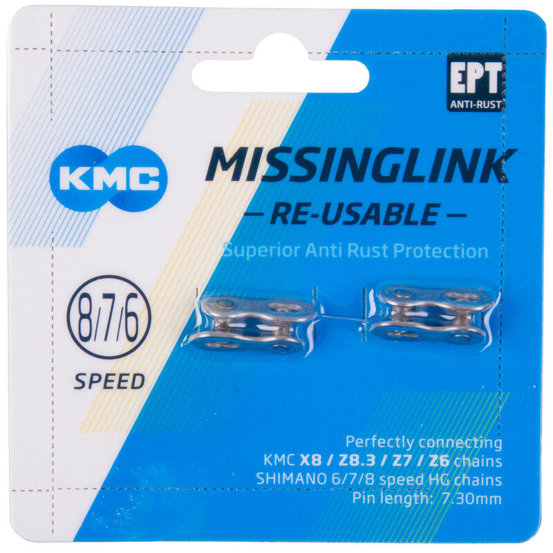 KMC missingLink 7/8R EPT antivol de vélo 7,3 mm argent