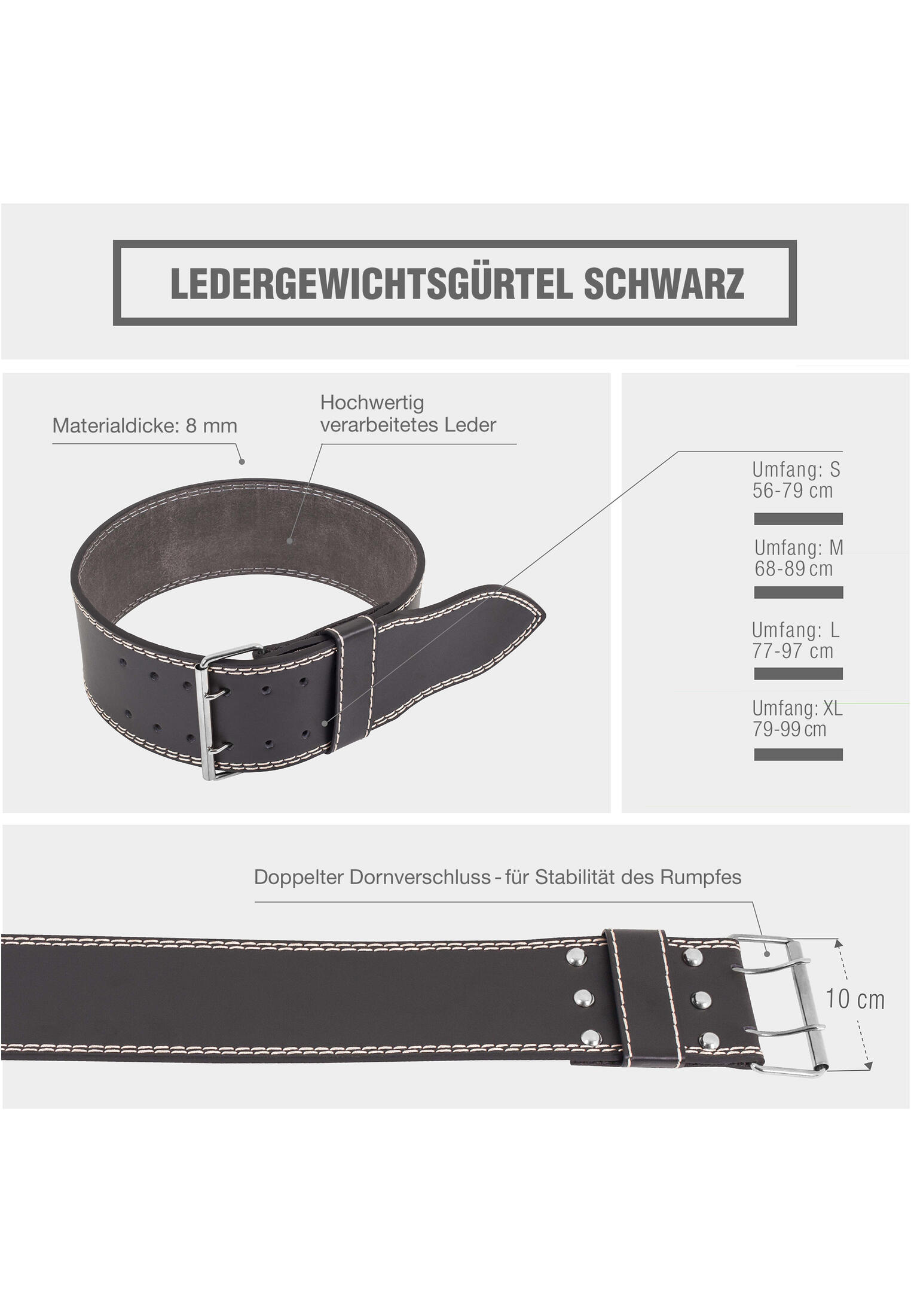 CEINTURE LOMBAIRE LARGE EN CUIR | MUSCULATION ET HALTÉROPHILIE | TAILLE AU CHOIX 6/7