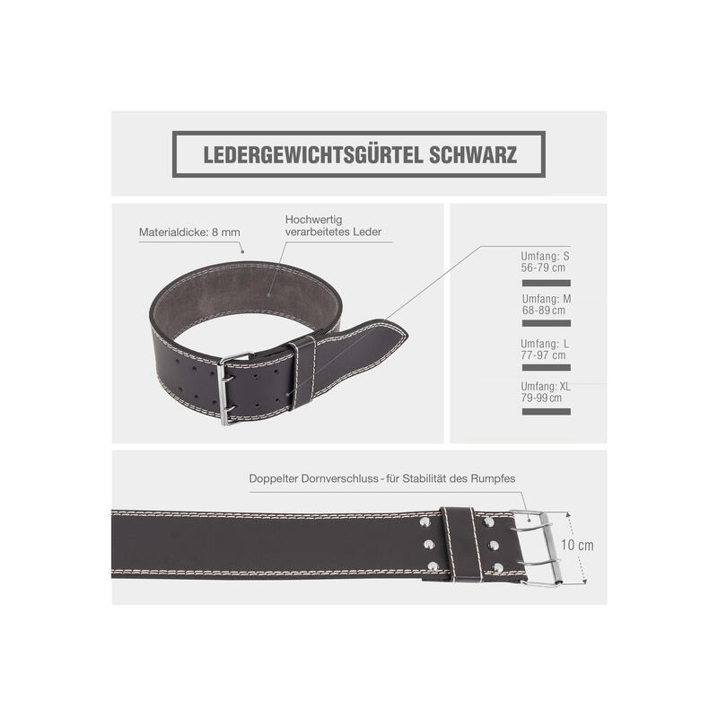 CEINTURE LOMBAIRE LARGE EN CUIR | MUSCULATION ET HALTÉROPHILIE | TAILLE AU CHOIX