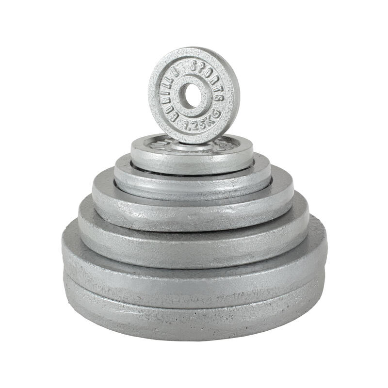 Set de haltere din fontă 100 kg argintiu