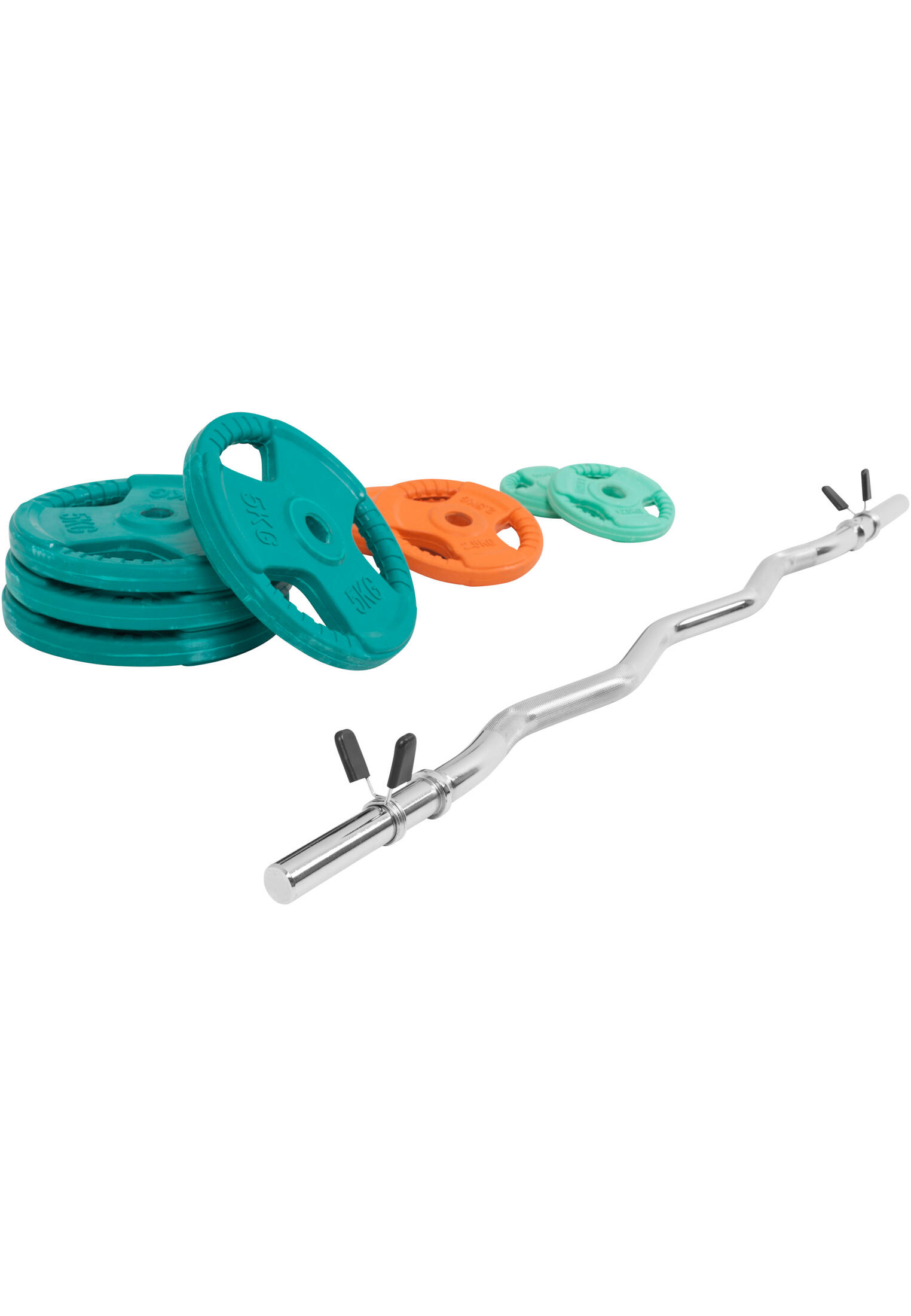 KIT 35KG AVEC POIDS EN CAOUTCHOUC GRIP ET BARRE CURL | DIAMETRE 30/31MM | MUSCUL 6/7