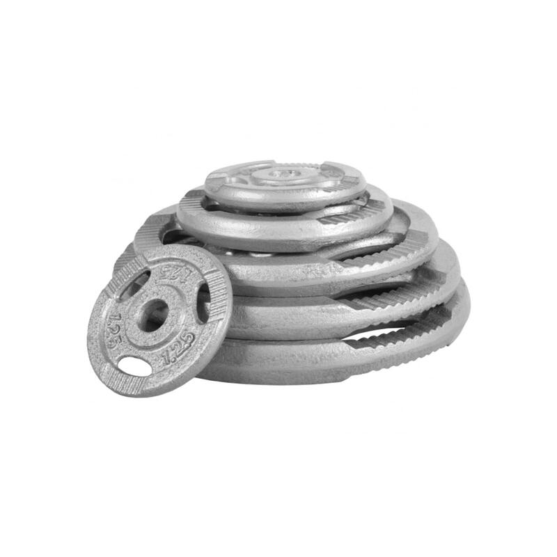 Set de gantere din fontă cu prindere 108 kg argint