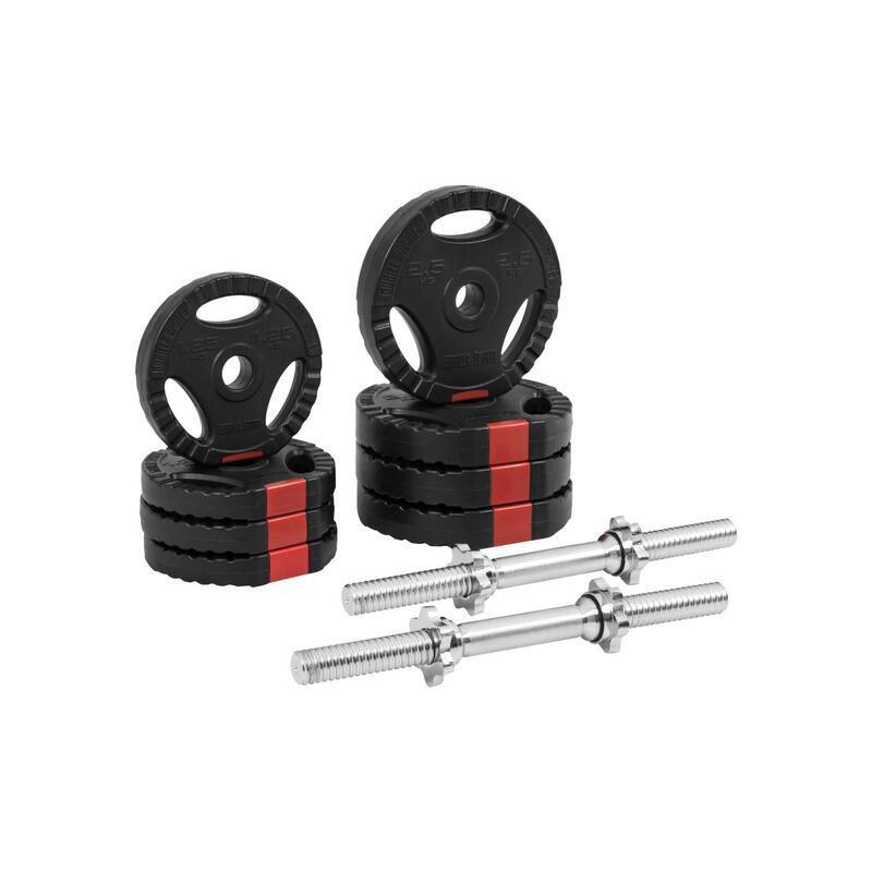 KIT HALTÈRES COURT 20KG AVEC DISQUES PLASTIQUES GRIP | MUSCULATION | 30MM/31MM