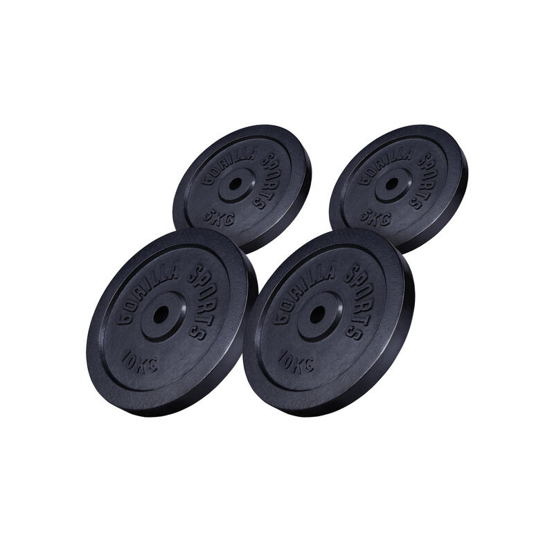 Lot de disques noirs en fonte - 2 x 5 KG et 2 x 10 KG - Ø 31mm