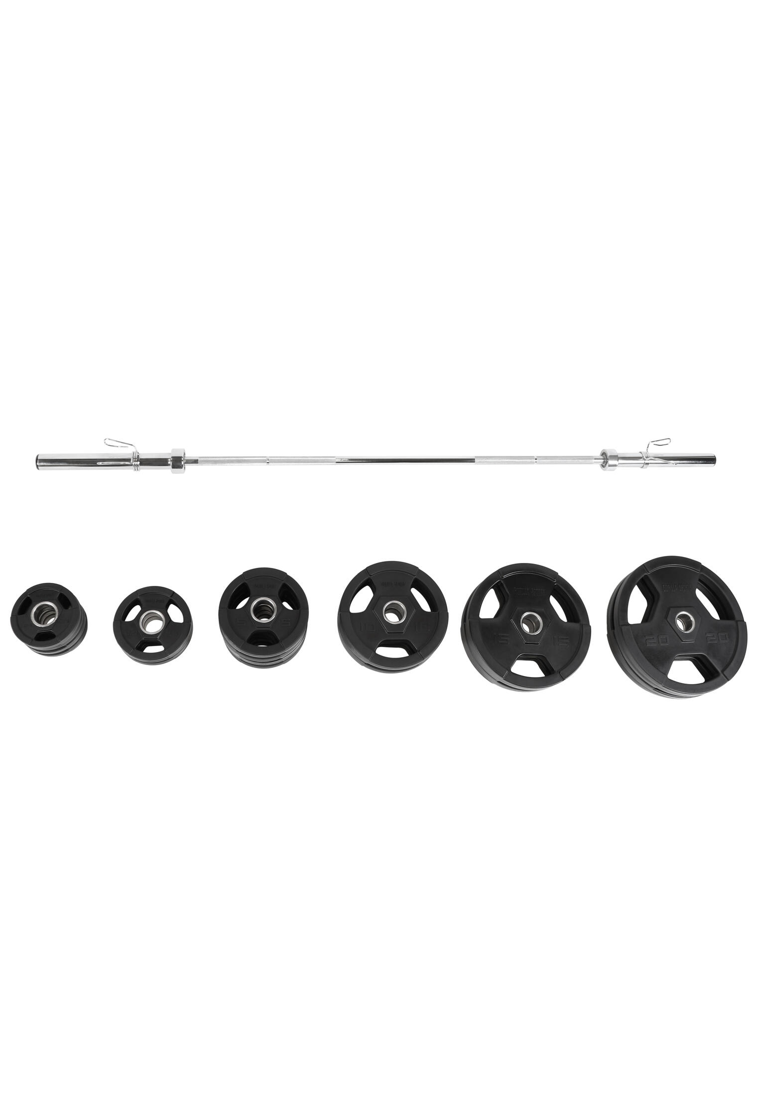 Set d'haltère long de 130 kg - Barre longue de 218 cm + poids grip avec revêteme 6/7
