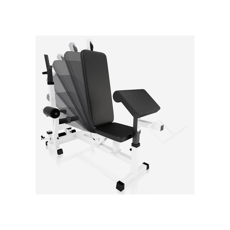 BANC UNIVERSEL AVEC SUPPORTS D'HALTÈRES | MUSCULATION | COLORIS NOIR OU BLANC