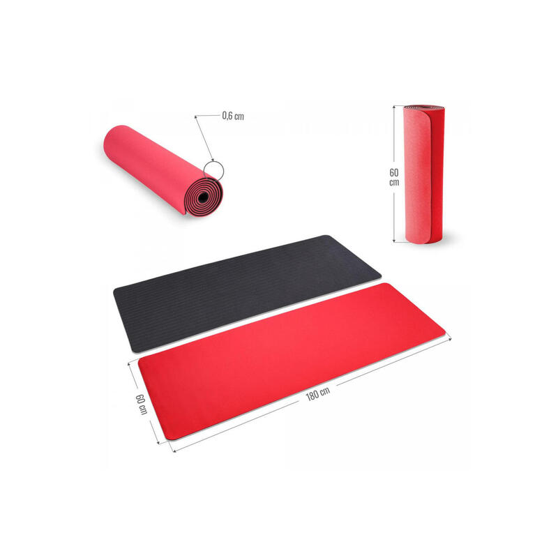 Esterilla Yoga Gorilla Sports Rojo/Negro 180x60x0,8cm