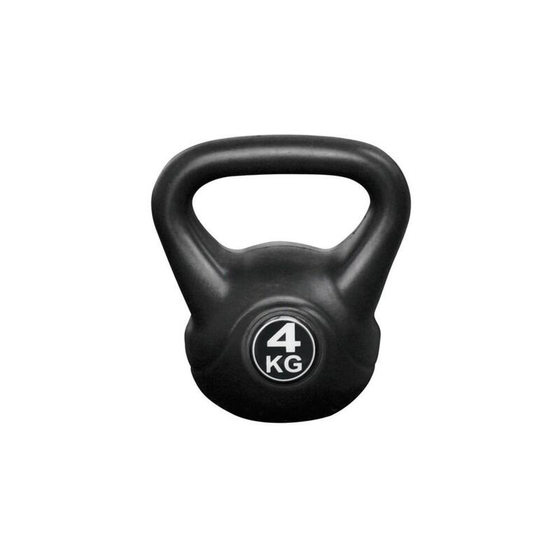 Kettlebell 4 kg - Plastique - pour usage intérieur et extérieur - Noir