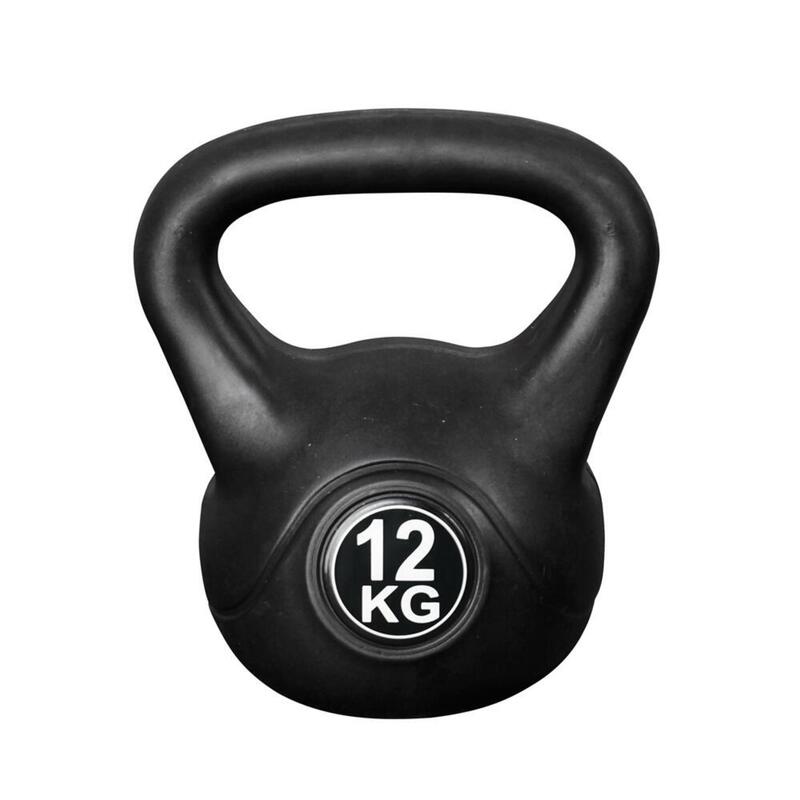 Kettlebell 12 kg - Kunststof - voor binnen en buiten - Zwart