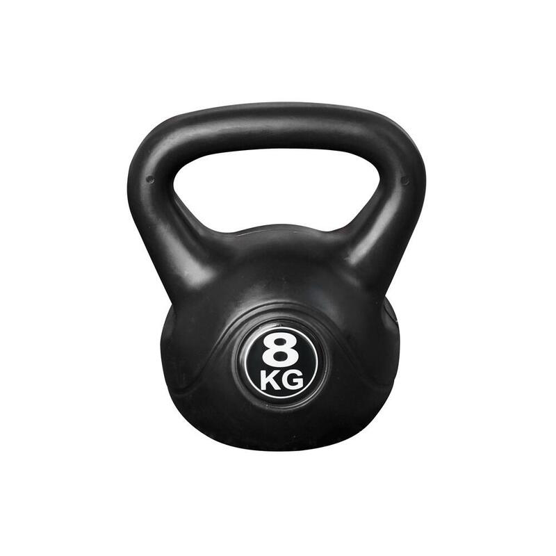 Kettlebell 8 kg - Plastique - pour usage intérieur et extérieur - Noir