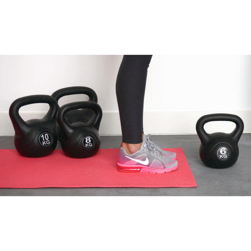 Kettlebell 12 kg - Kunststof - voor binnen en buiten - Zwart