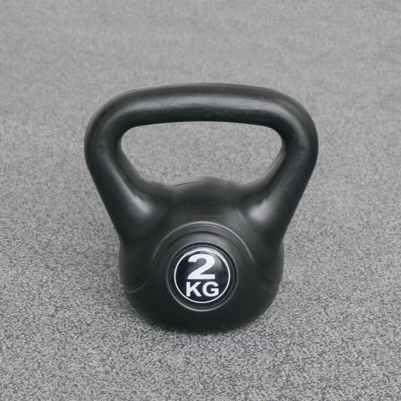 Kettlebell 2 kg - Kunststof - voor binnen en buiten - Zwart