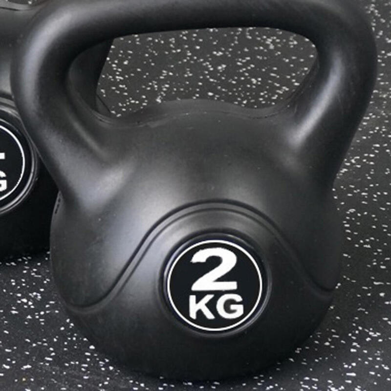 Kettlebell 2 kg - Plastique - pour usage intérieur et extérieur - Noir