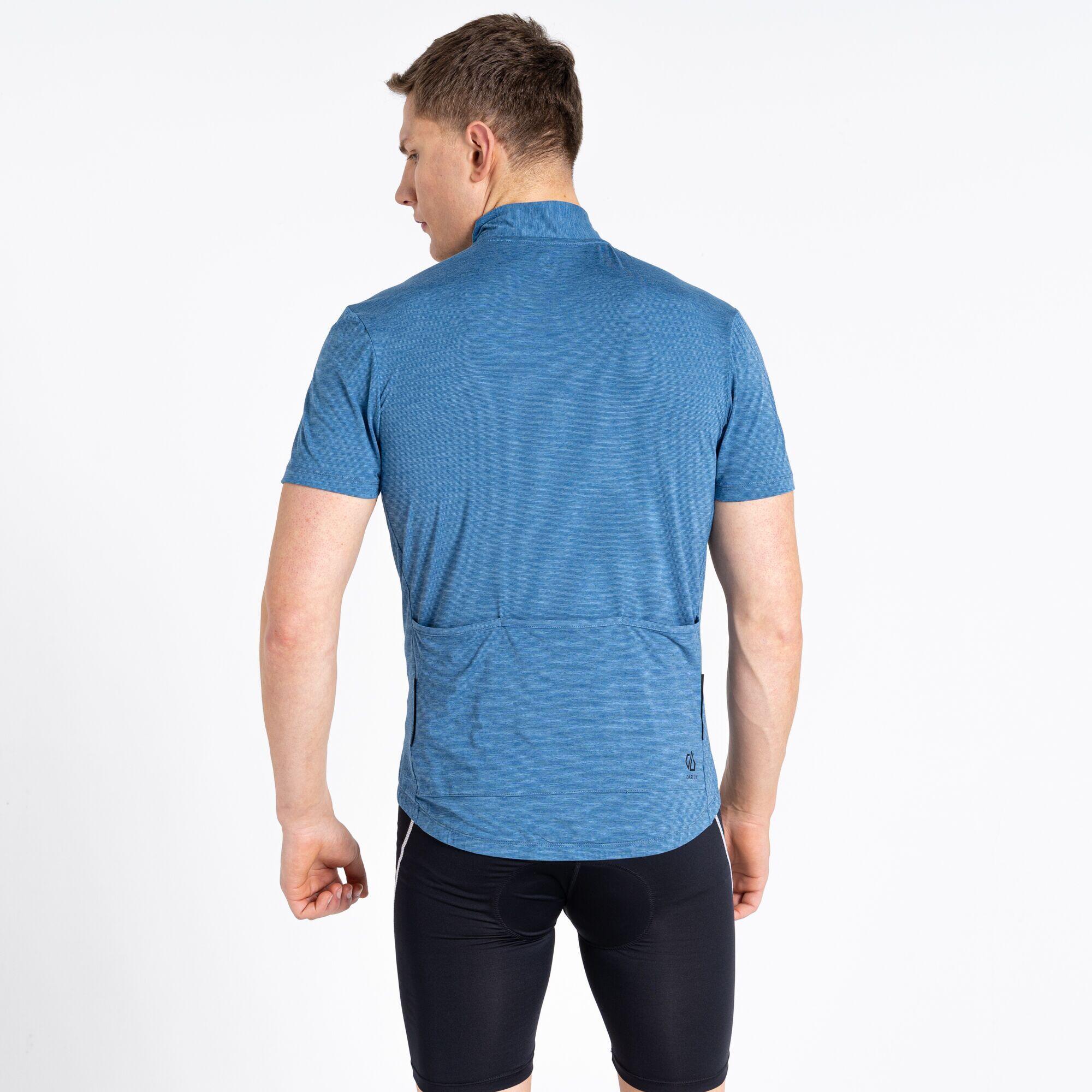 Pedal It Out Men's Cycling 1/2 Zip Short Sleeve T-Shirt - Stellar Blue Marl 6/7