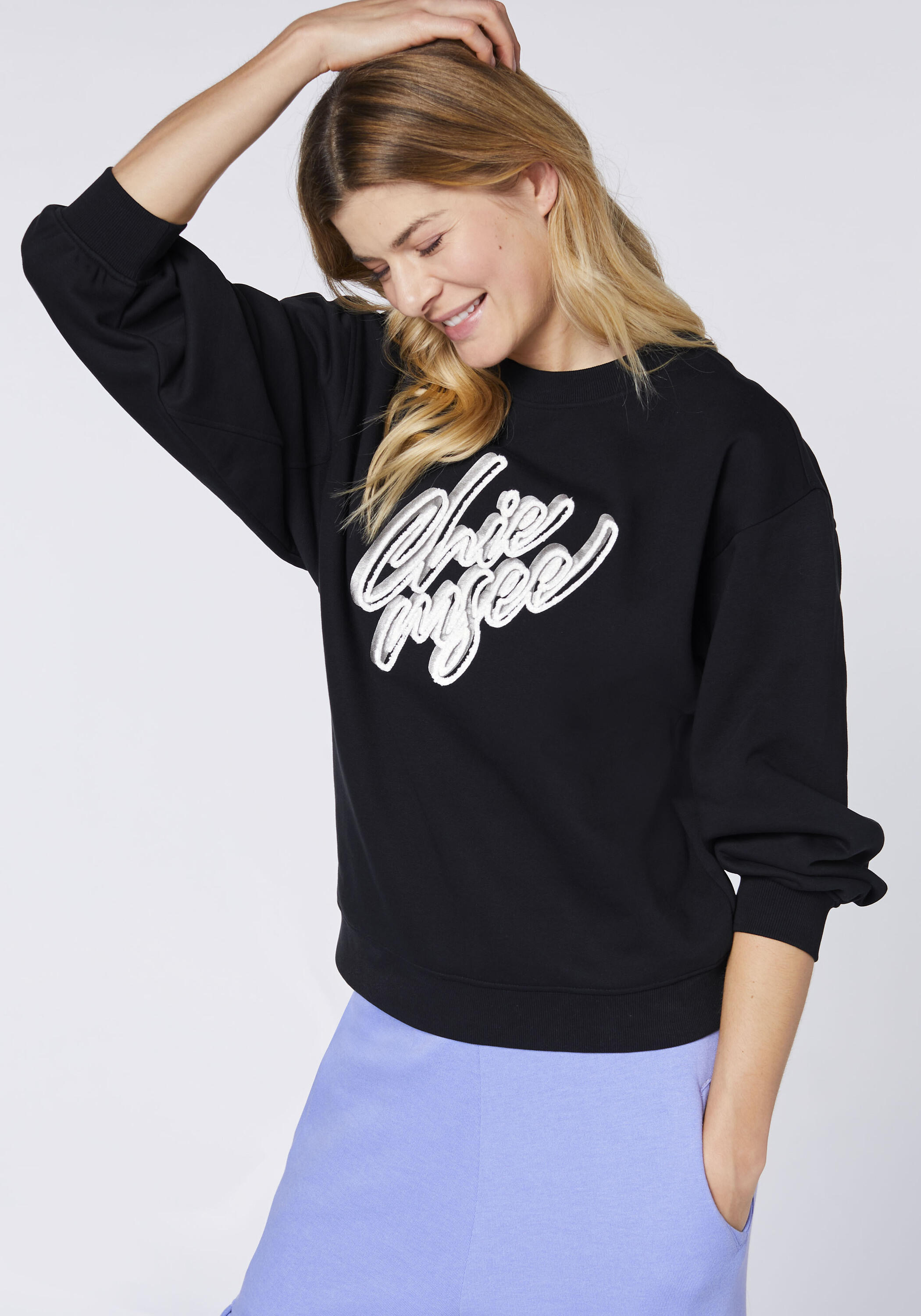 Sweatshirt mit Logo-Schriftzug in effektvoller Optik 6/7