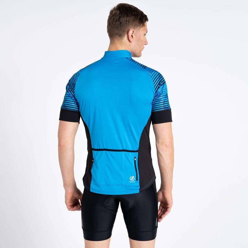 Stay The Course II T-shirt de cyclisme zippé à moitié pour homme - Bleu vif