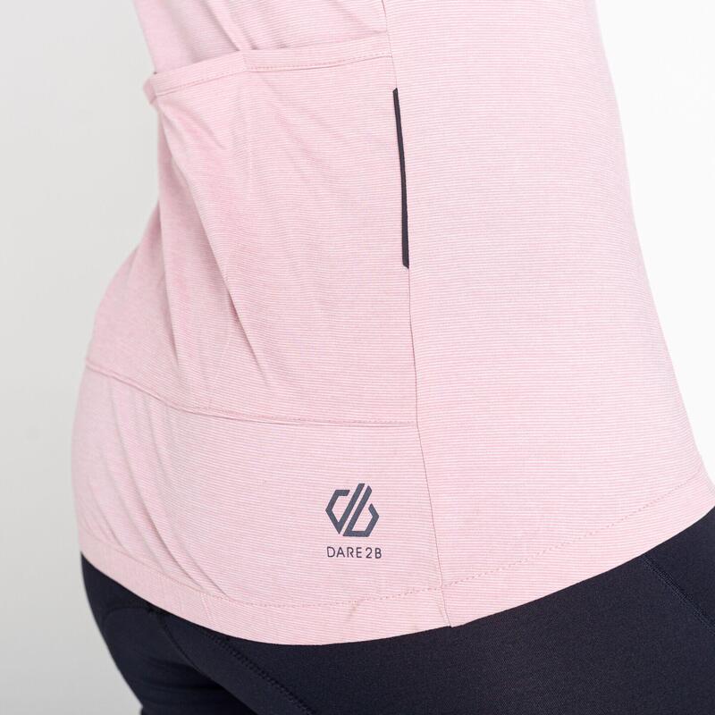 Pedal Through It fitnessjersey met korte mouwen en halve rits voor dames - Roze