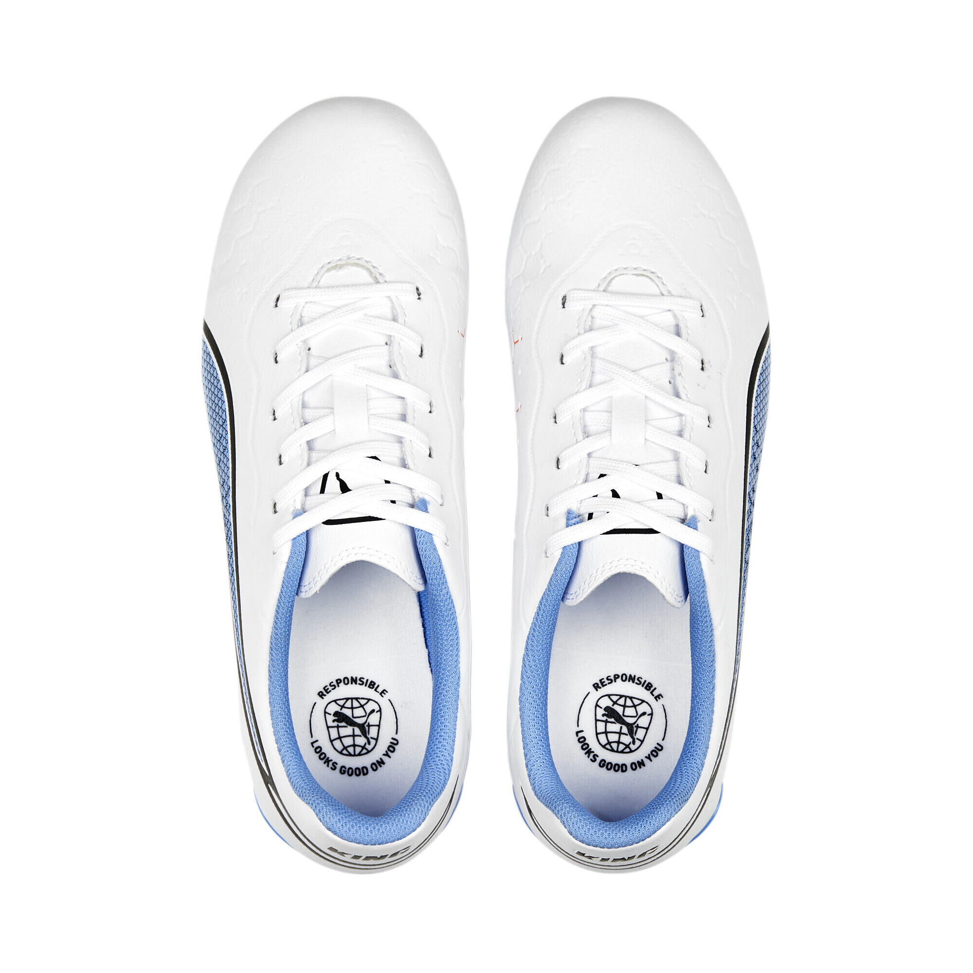 Scarpe da calcio KING Match FG/AG per ragazzi PUMA White Black Blue Glimmer 6/6
