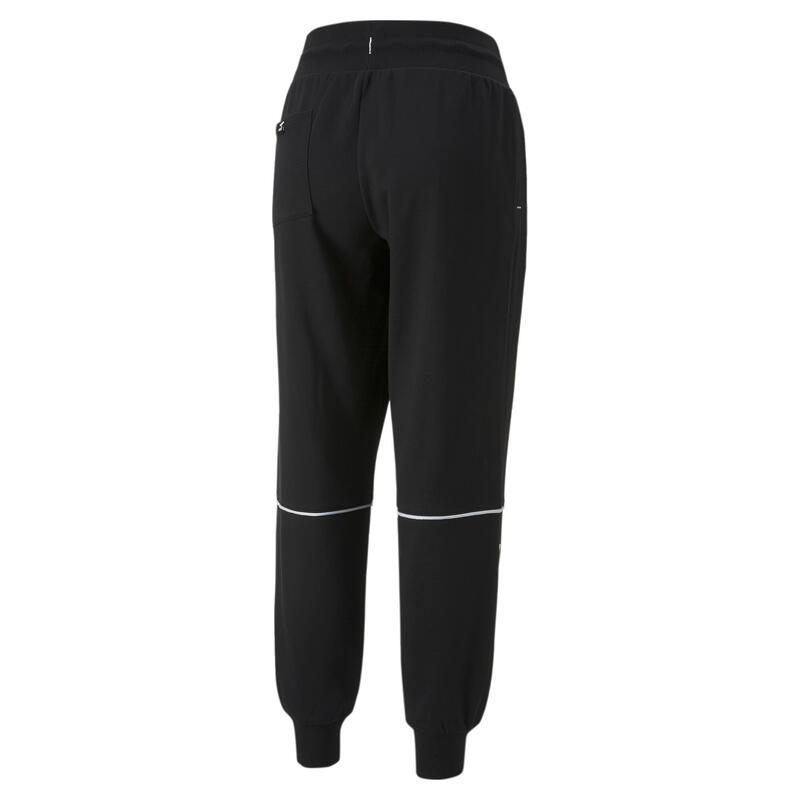 CALÇAS DIREITAS DE GINÁSTICA E PILATES EM ALGODÃO MULHER PUMA COLOURBLOCK. PRETO