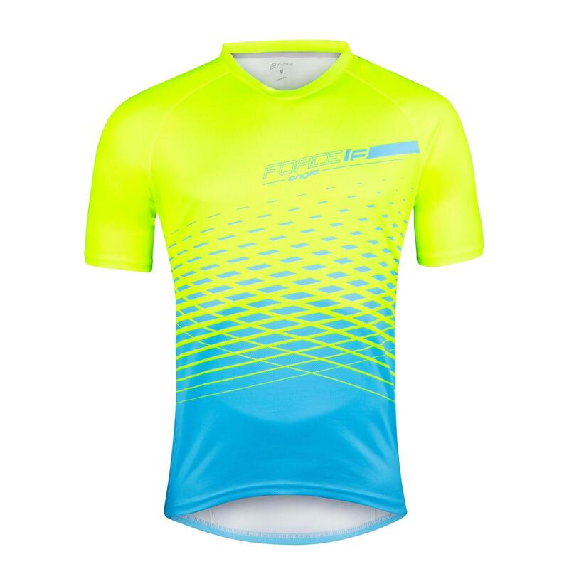 Tricou maneca scurta Force MTB Angle, albastru/fluo, 4XL