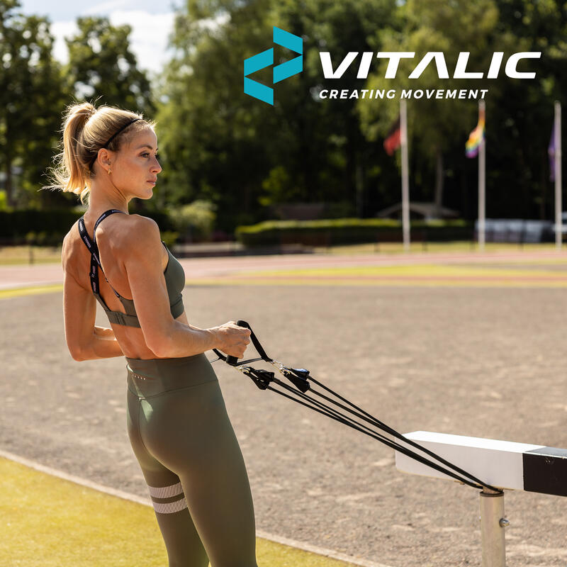 Vitalic Conjunto de faixas de resistência com pegas - Elastico de fitness