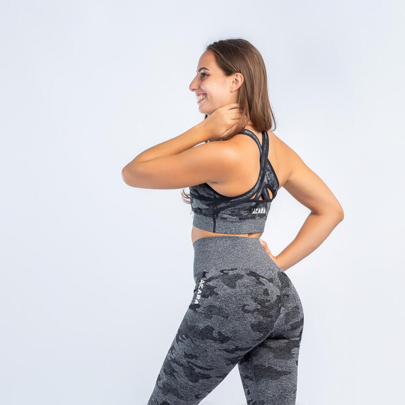 Soutien-gorge de sport pour femmes Camouflage RX Fitness noir