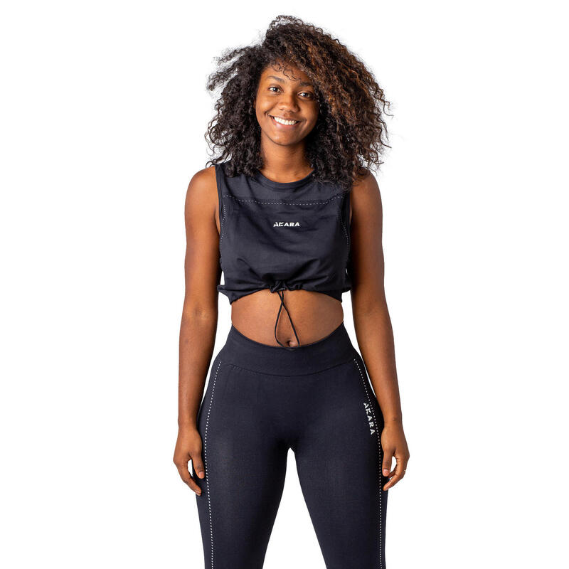 T-shirt sans manches SLIM, fitness femme en noir