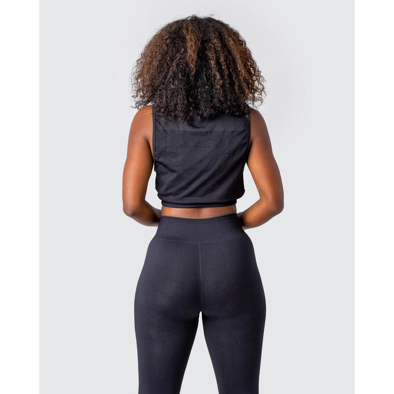 T-shirt sans manches SLIM, fitness femme en noir