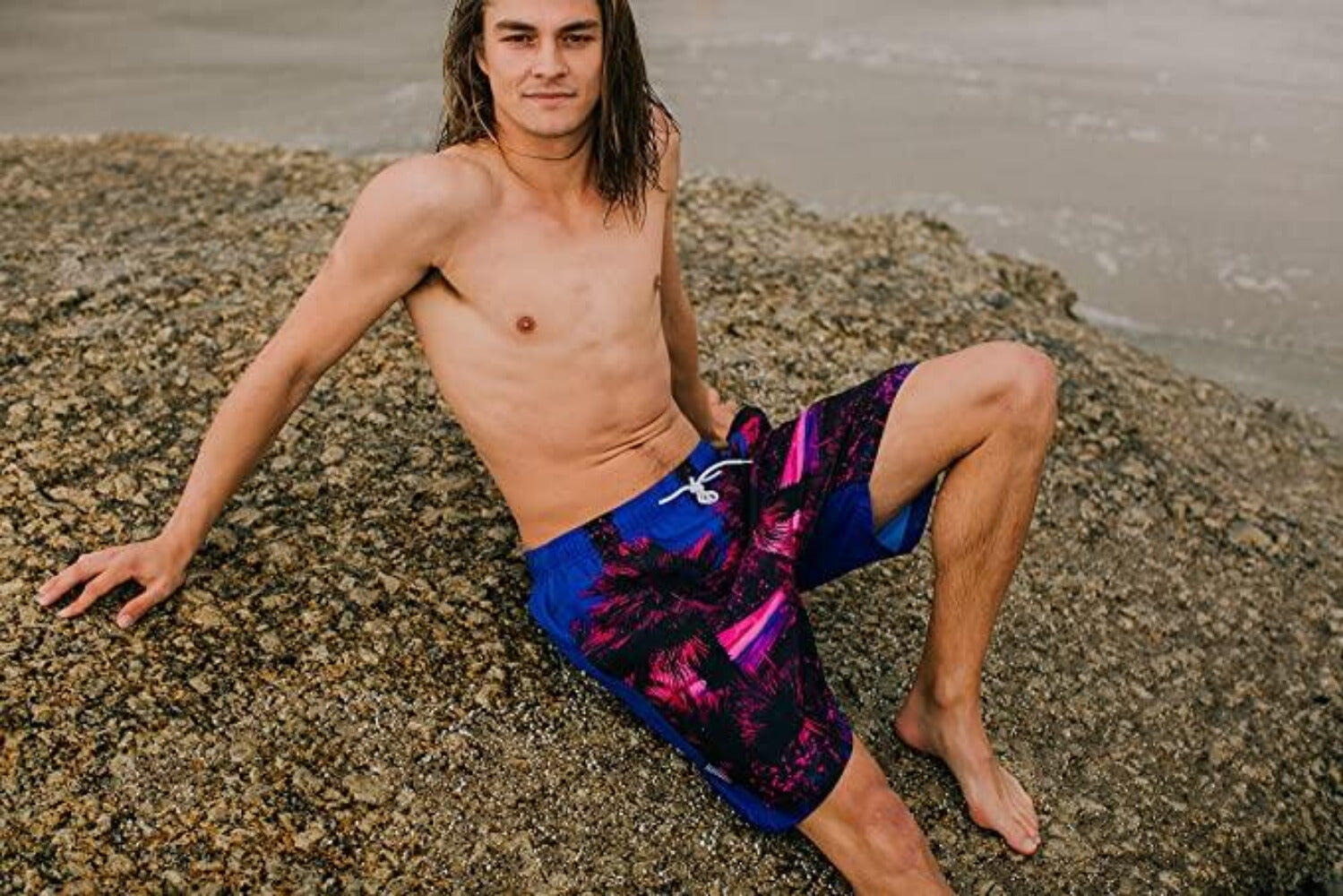 GUGGEN MOUNTAIN 1602 Boardshort Short Maillot de bain homme avec palmiers 6/6