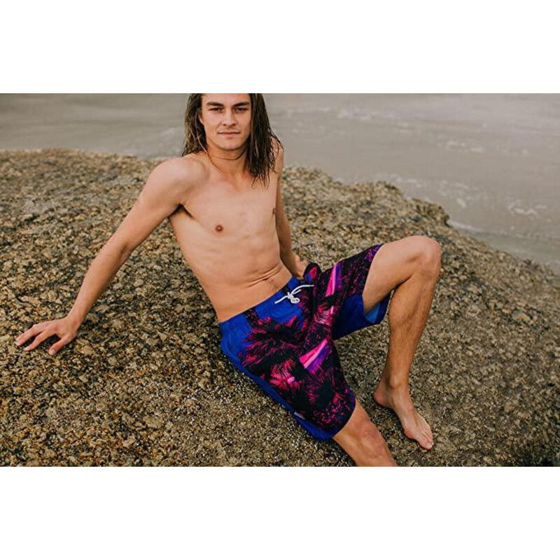 Costum de baie pentru bărbați cu model de palmier roz Boardshorts ZM1602