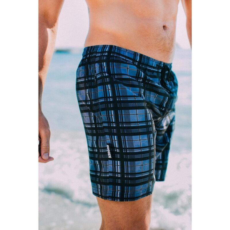Costum de baie pentru bărbați cu dungi în carouri boardshorts 1862