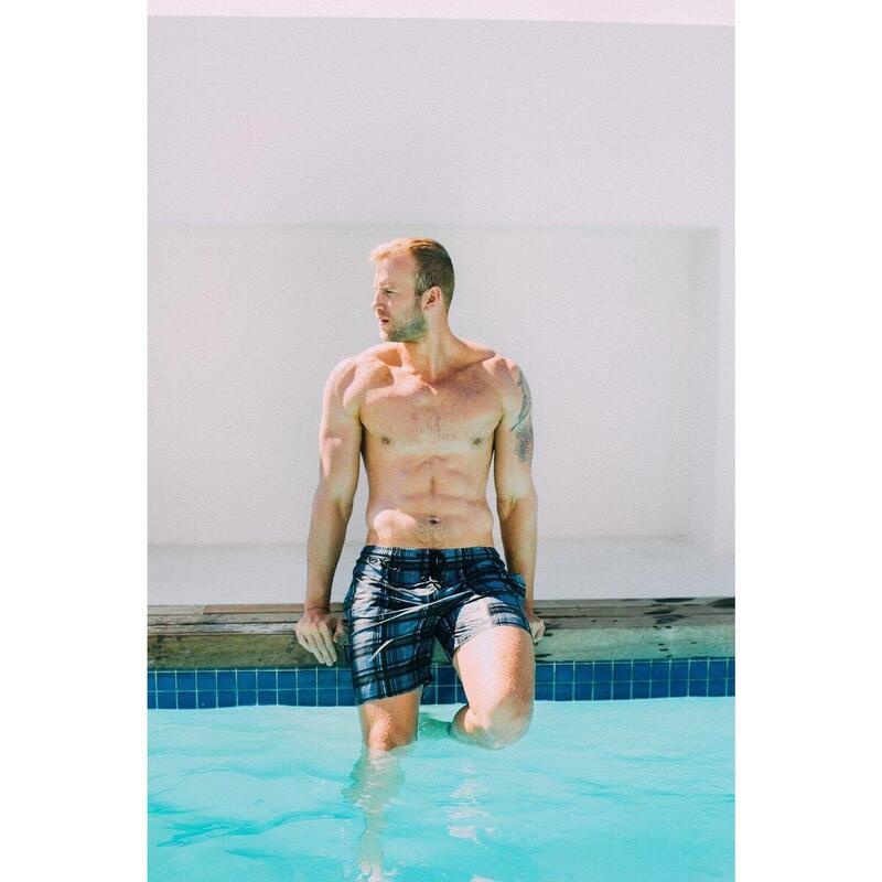 Costum de baie pentru bărbați cu dungi în carouri boardshorts 1862