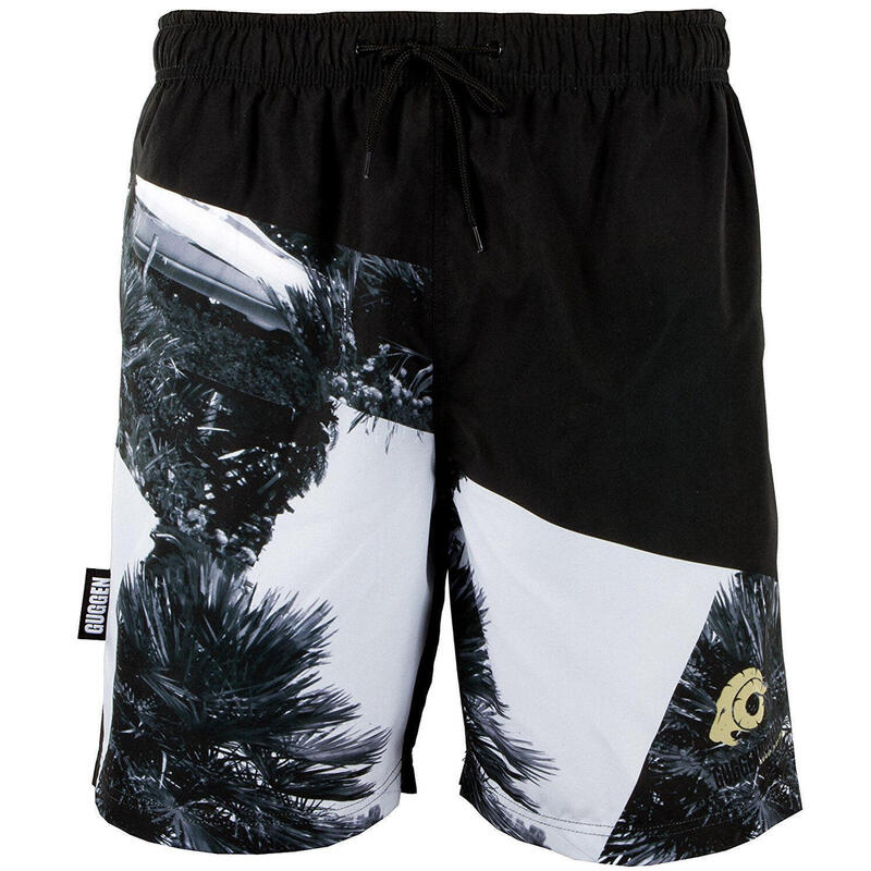 Șort bărbați cu model palmier Boardshorts negru alb ZM1603