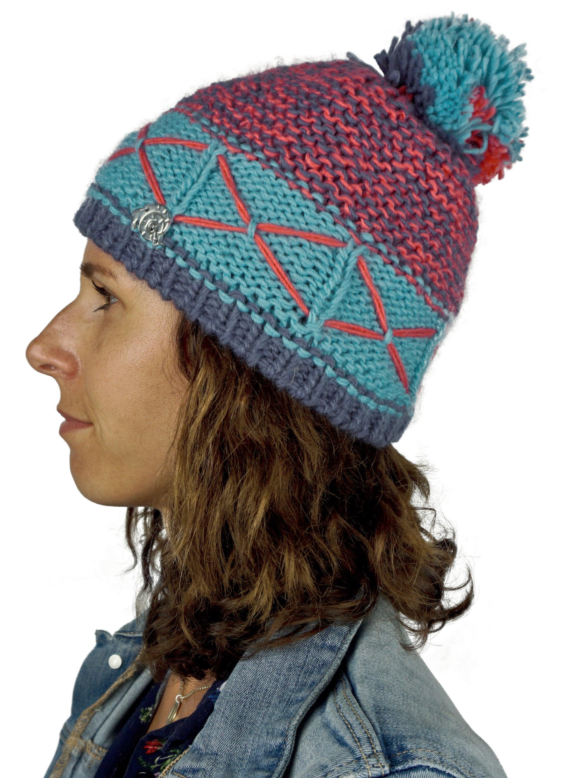 Rayson Cappello Donna Invernale Cappello Beanie con Orecchie Orso con Pompon per Stare al Caldo Berretti Casual(Blu