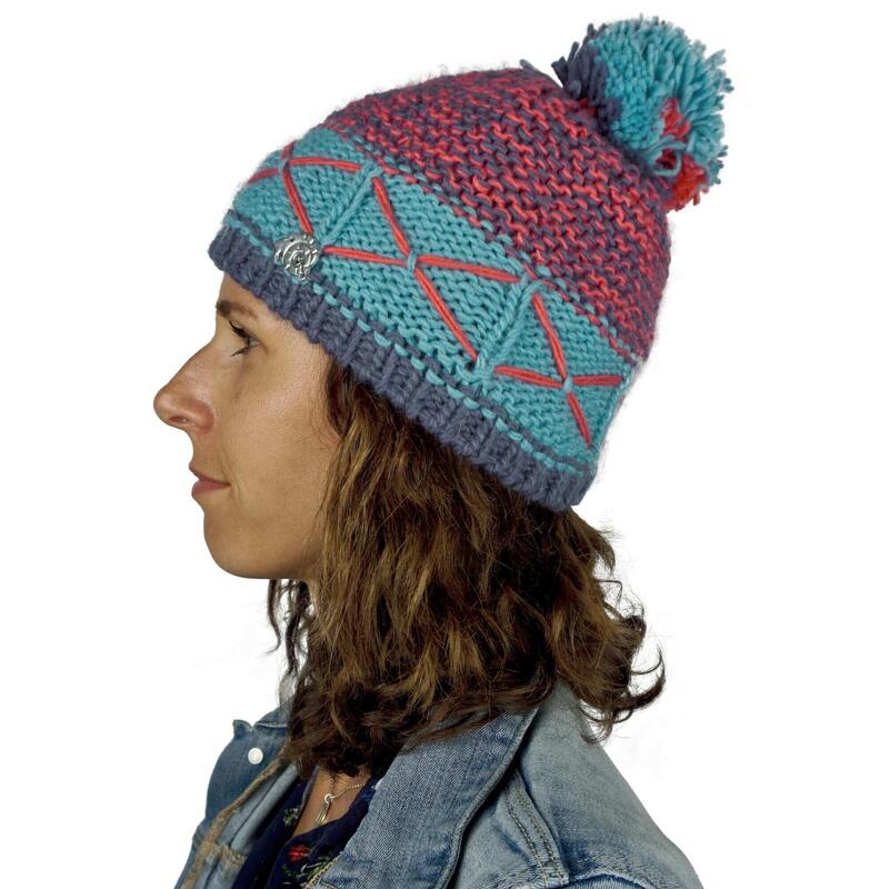 Bonnet K013 Bonnet d'hiver avec pompon et doublure polaire légère