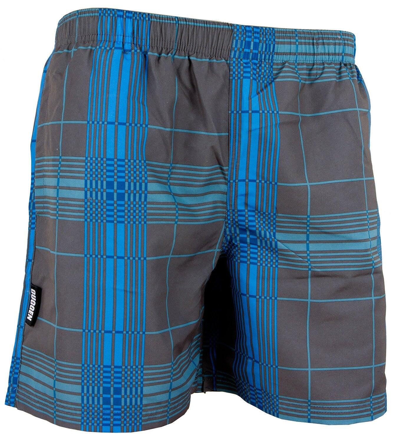 Costum de baie pentru bărbați în carouri gri albastru boardshorts Style 4