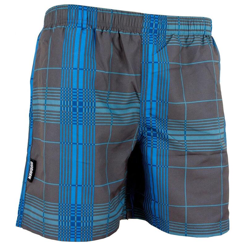 GUGGEN MOUNTAIN Style 4 Herren Badehose kariert *Grau Blau*