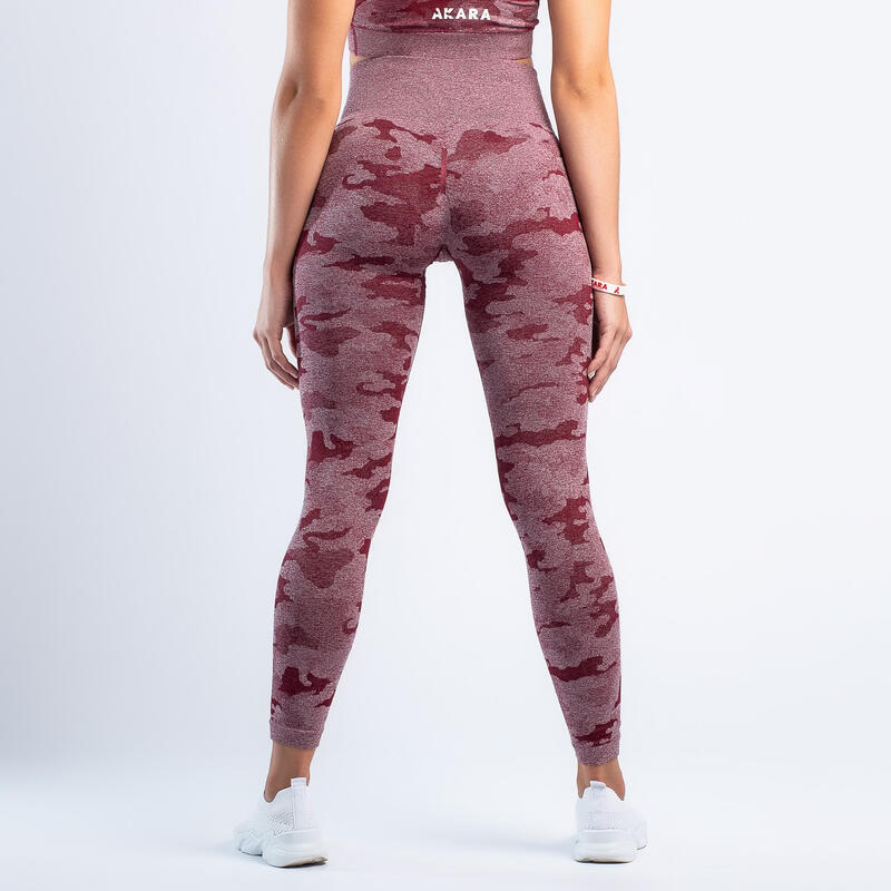 Leggings Camouflage RX Fitness Femme en rouge