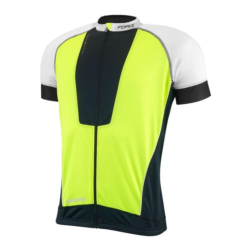 Tricou ciclism Force Air, negru/alb/fluorescent, S