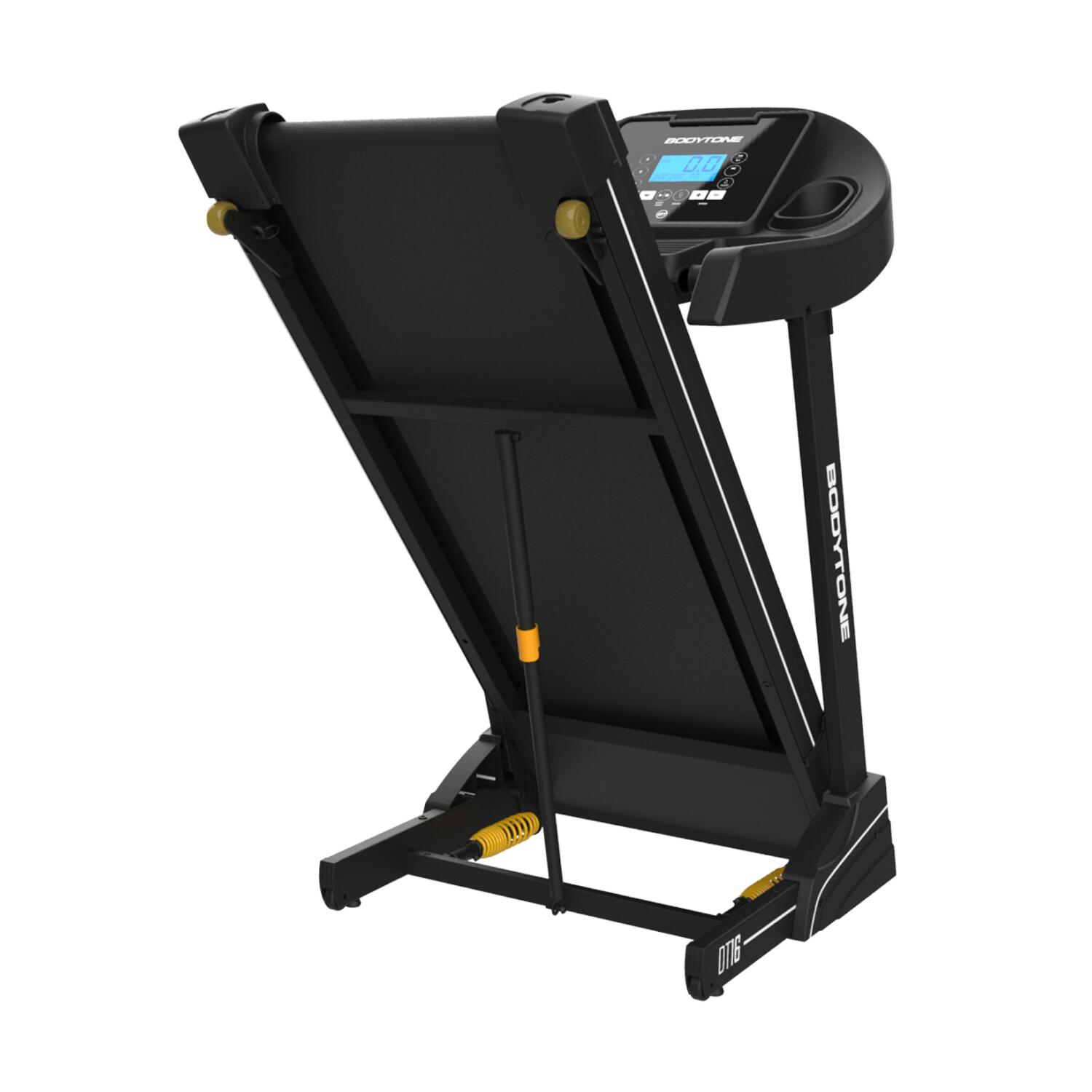 Tapis de course pliable 16 km/h avec Bluetooth apps, MP3, écran LCD 7/8