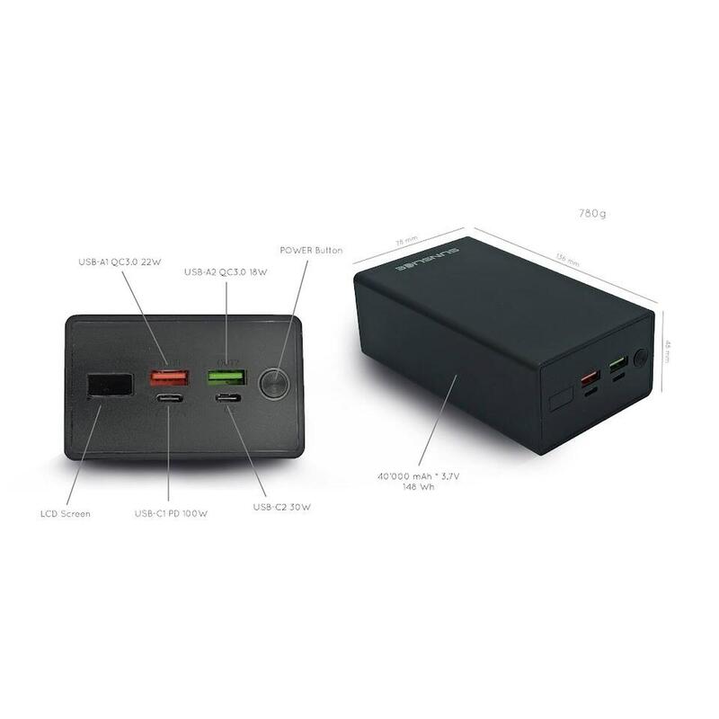 Batería externa Ksix, Ultrafina, 20.000mAh, Potencia 22.5W, cable USB-C a  USB-C
