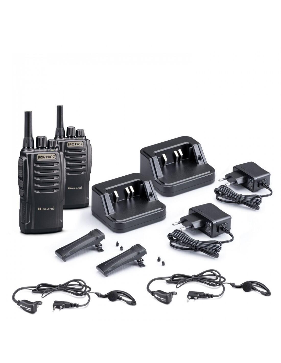 Walkie talkie MIDLAND BR02 PRO Z Pack 2 radios con cargadores y dos micro 3/7