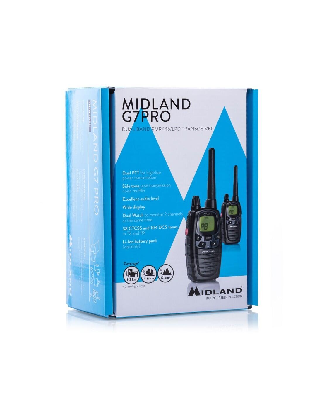 Walkie talkie MIDLAND G7E PRO Pareja pmr446, 2 walkies 4/7