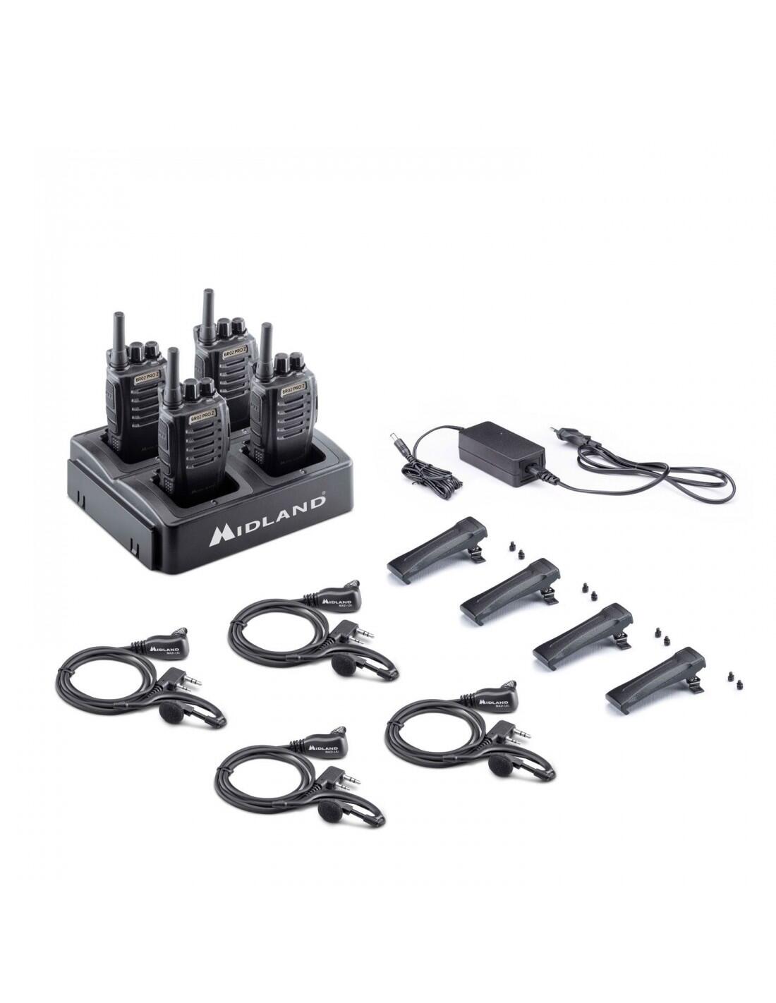 Walkie talkie MIDLAND BR02 PRO Z Pack 4 radios con cargador múltiple y 6 micro 2/7