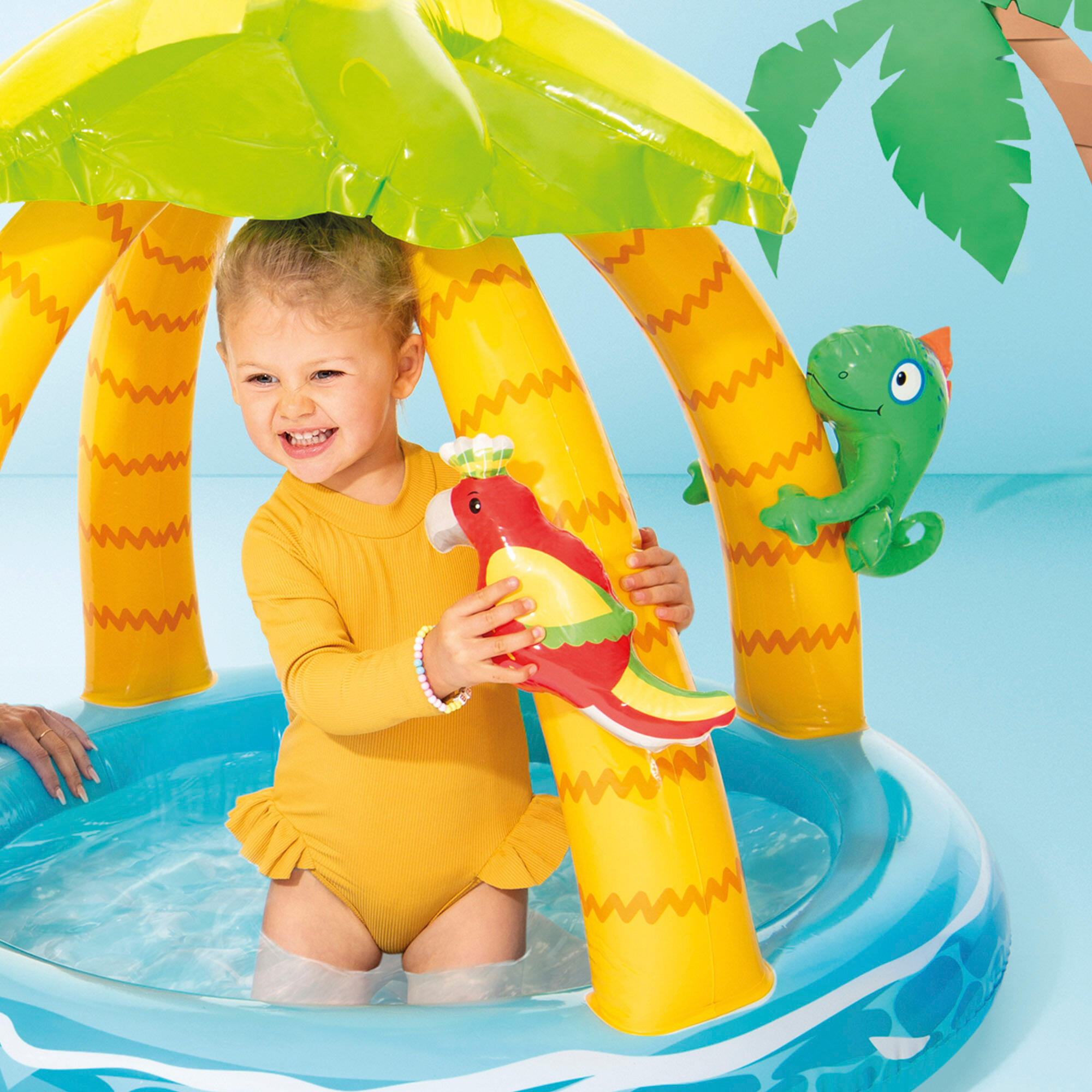 Piscina hinchable tropical c/suelo acolchado, toldo y animales hinchables INTEX 7/7