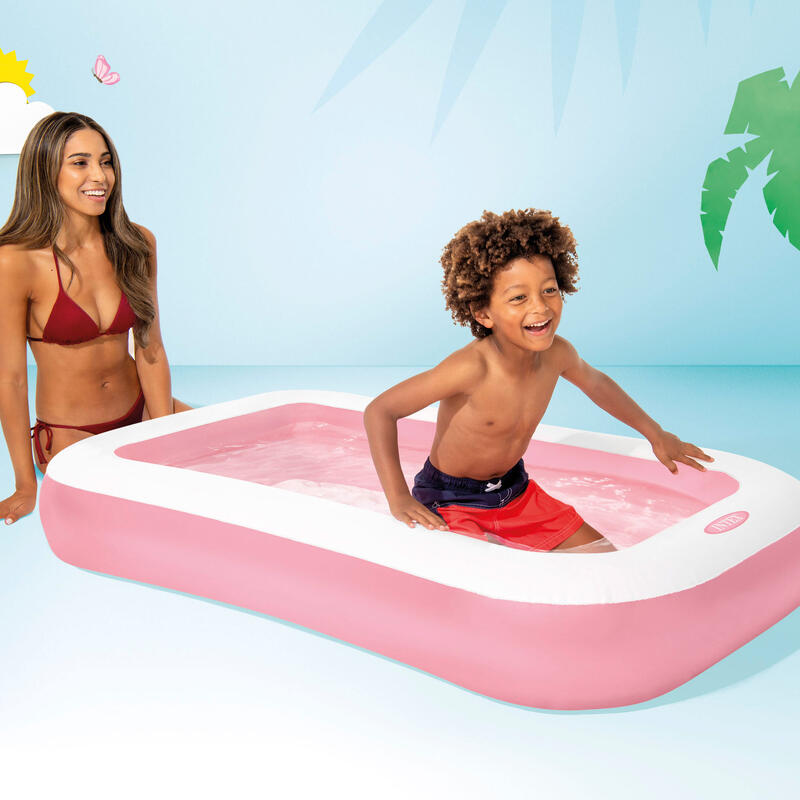 Piscina hinchable para niños rosa c/suelo acolchado 166x100x25 cm INTEX