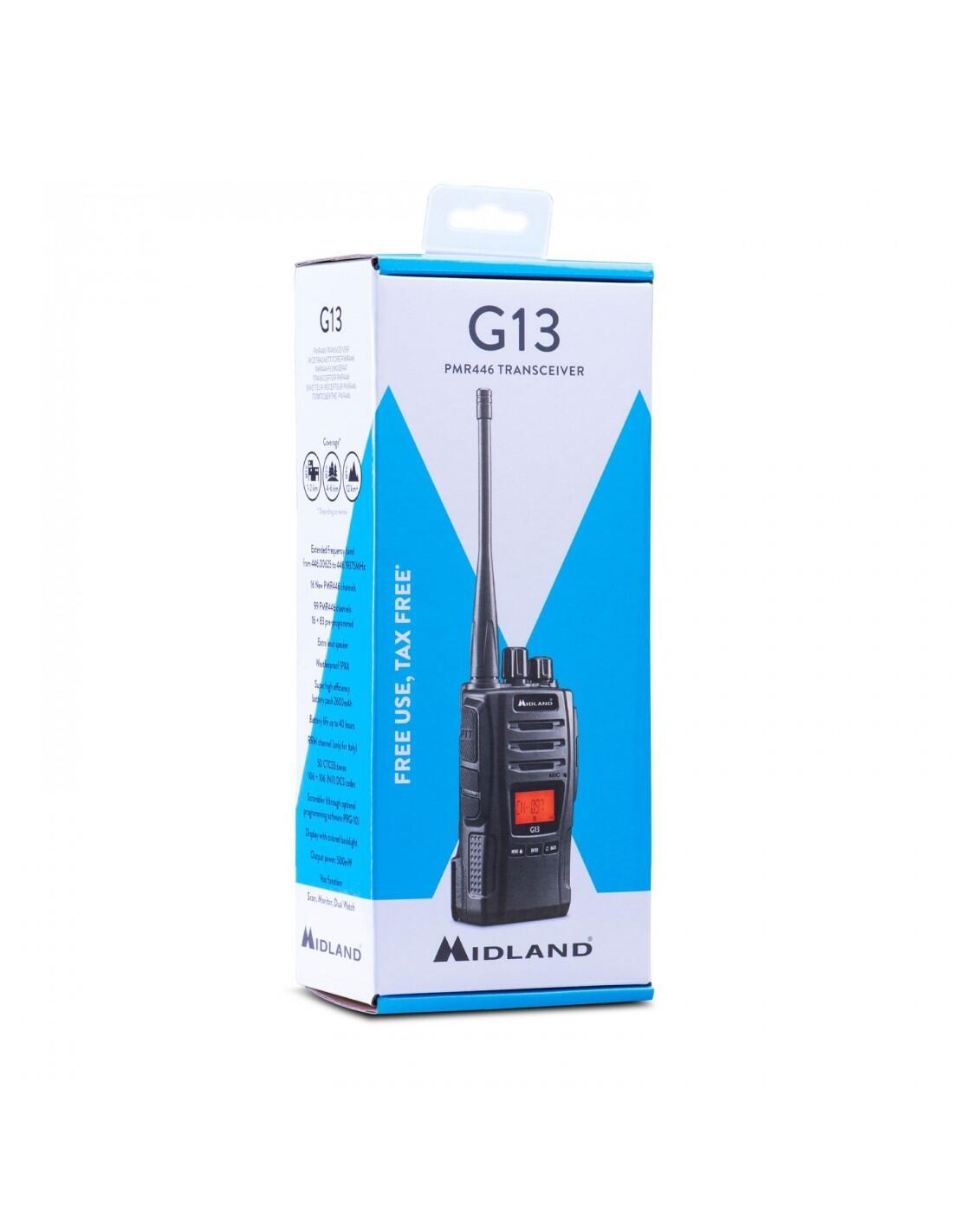 Walkie talkie MIDLAND Midland G13, robusto, boton emergencia programable 4/7