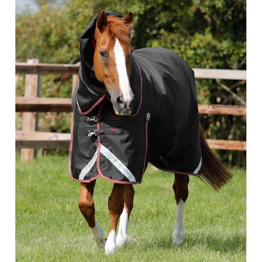 Outdoor horse blanket with neck cover Premier Equine Titan  Trio Com