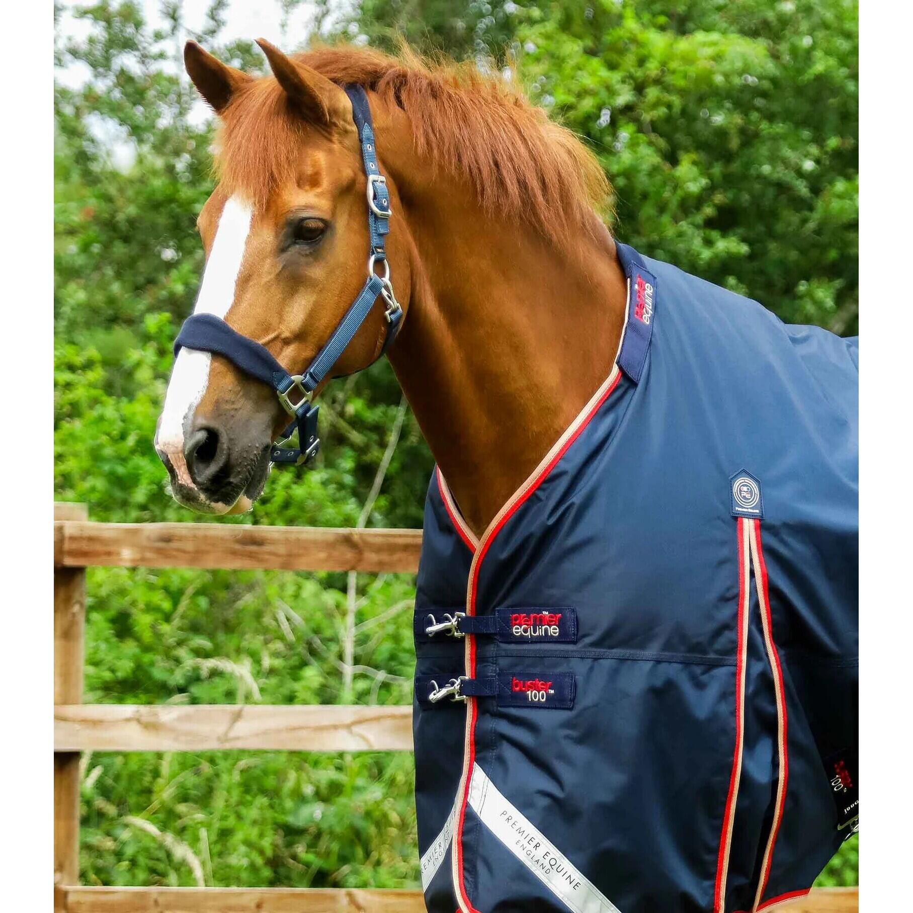 Waterdichte paardendeken met halsbedekking Premier Equine Buster 100 g 2/4