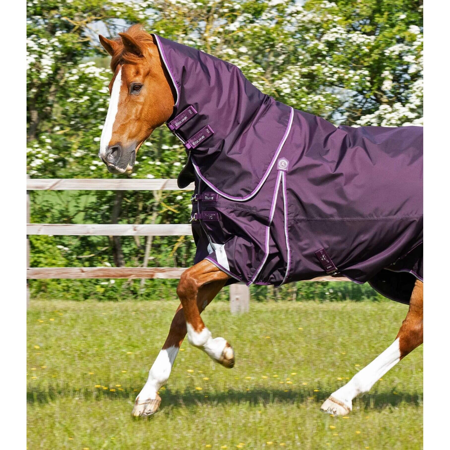 Waterdichte paardendeken met halsbedekking Premier Equine Buster 70 g 3/5